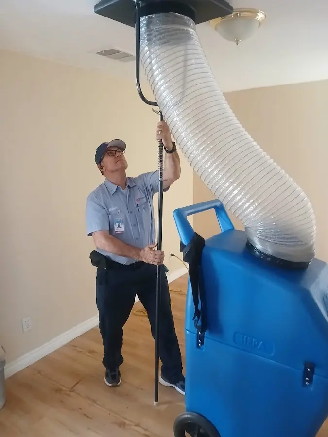 Mini Split Installation technician using HEPA equipment in Bethesda